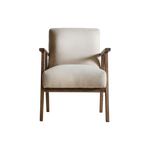 Pembroke wooden arm chair with natural linen upholstery and solid wood frame