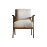 Pembroke wooden arm chair with natural linen upholstery and solid wood frame