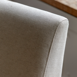 Pembroke wooden arm chair with natural linen upholstery and solid wood frame