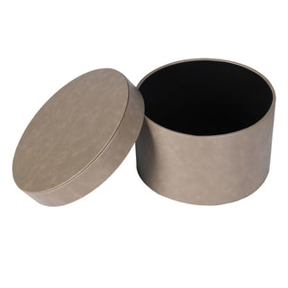  Penshurst hat box's lift-off lid, showing the smooth seam where the lid meets the body and the soft faux leather finish