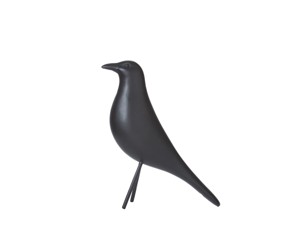 Polyresin black bird Halloween decoration in matte finish available in two sizes
