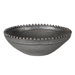 Porcelain bowl with metallic effect and beaded rim
