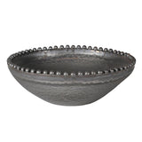 Porcelain bowl with metallic effect and beaded rim