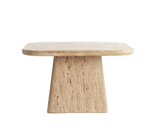 Front view of Porto travertine coffee table