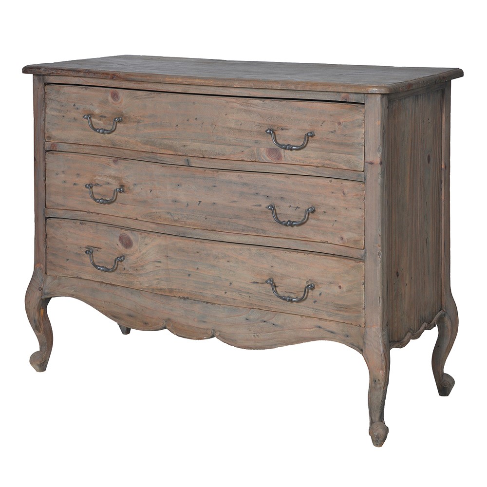 Three drawer chest made from weathered reclaimed pine