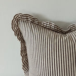 Rachael Brown stripe cotton mix cushion cover 45cm square with ruffled edge detail