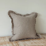 Rachael Brown stripe cotton mix cushion cover 45cm square with ruffled edge detail