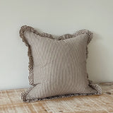 Rachael Brown stripe cotton mix cushion cover 45cm square with ruffled edge detail