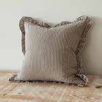 Rachael Brown stripe cotton mix cushion cover 45cm square with ruffled edge detail