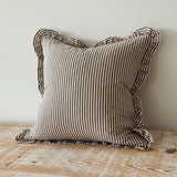 Rachael Brown stripe cotton mix cushion cover 45cm square with ruffled edge detail