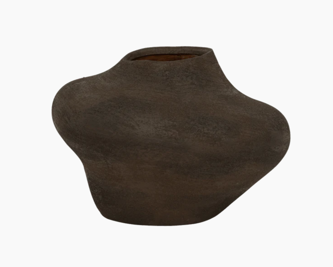 Reign Stoneware Brown Twisted Sculpture Vase