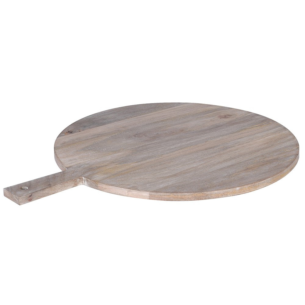 Round ash wood pizza board with handle natural wooden serving and cutting board