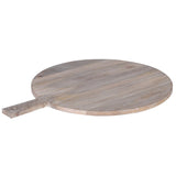 Round ash wood pizza board with handle natural wooden serving and cutting board