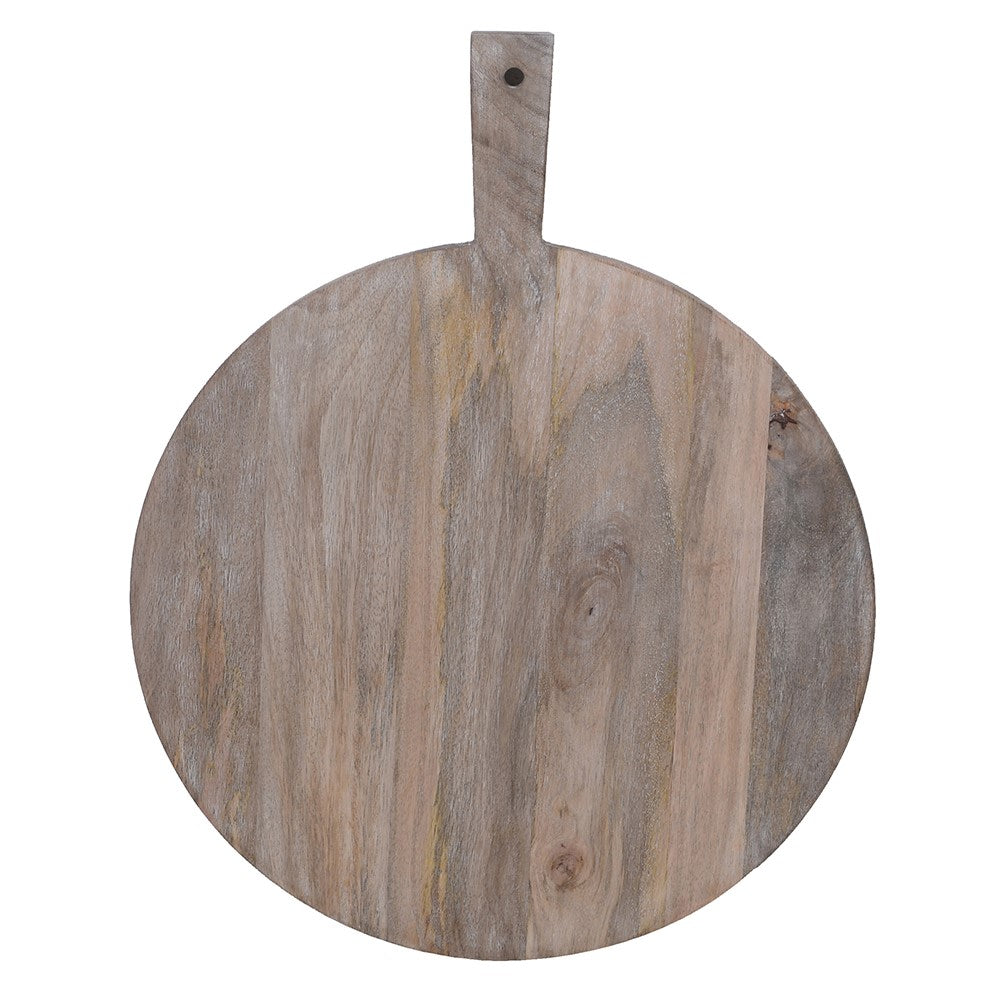 Round ash wood pizza board with handle natural wooden serving and cutting board