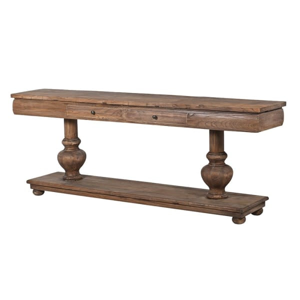 Crafted in a traditional style, the console is finished in a mid brown