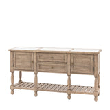 Rustic pine sideboard with white marble top