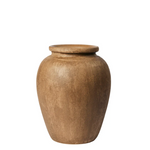 Rustic terracotta brown vase with handcrafted light clay finish, perfect for home décor.
