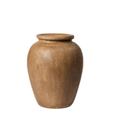Rustic terracotta brown vase with handcrafted light clay finish, perfect for home décor.