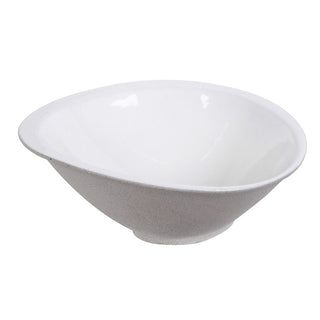Studland white organic stoneware serving bowl with a softly uneven rim