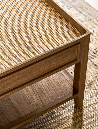 Northleach rectangular Bayur wood and rattan coffee table, view 3