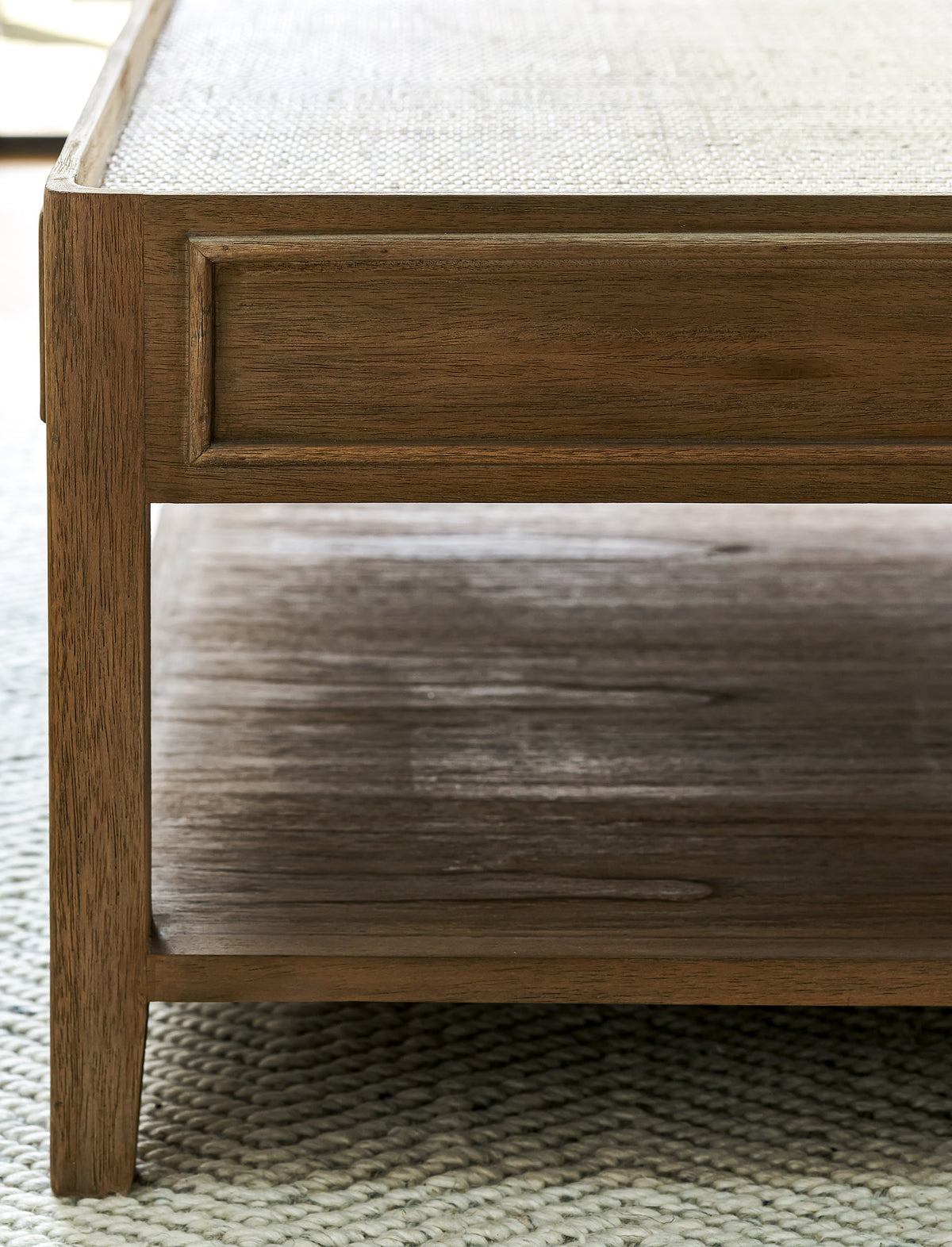 Northleach square Bayur wood and rattan coffee table, view 2