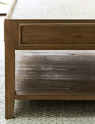Northleach square Bayur wood and rattan coffee table, view 2