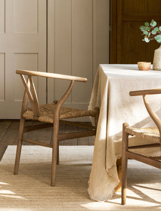 Hatherop lime wash ash wishbone dining chair with seagrass seat, view 2