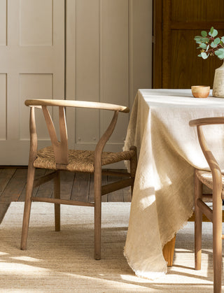 Hatherop lime wash ash wishbone dining chair with seagrass seat, view 3