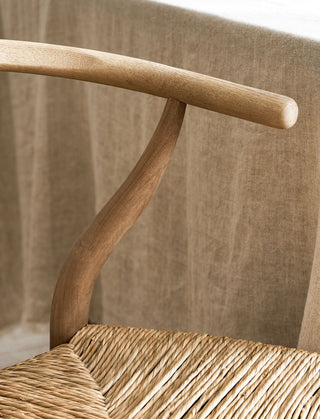 Hatherop lime wash ash wishbone dining chair with seagrass seat, view 5