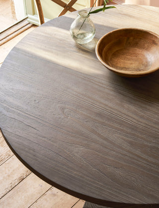 Ebrington round reclaimed pine dining table, view 2