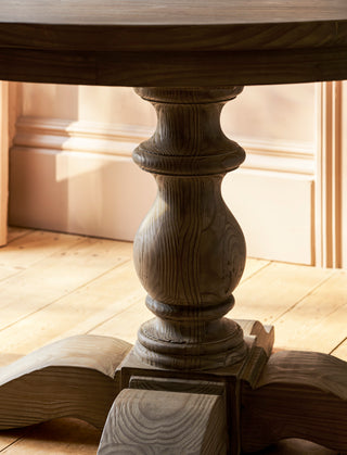 Ebrington round reclaimed pine dining table, view 5