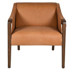 Straight-on view showcasing seat and backrest design of the leather lounge chair