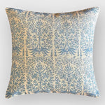 Sakura Oriental Print Linen Cushion | China Blue