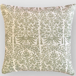 Sakura Oriental Print Linen Cushion | Moss Green