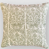 Sakura Oriental Print Linen Cushion | Moss Green