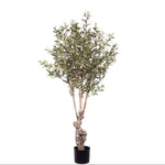 150cm faux olive tree with gnarled trunk and lifelike green foliage in black pot
