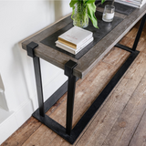 Castlecombe Oak and Iron Console Table with Stone Top