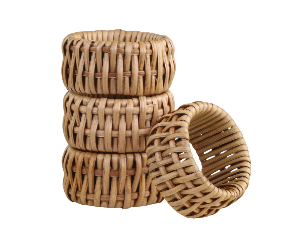 Gorgeous Napkin Rings in light weave wicker.