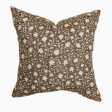 Charles Ted Wyatt | Brown Floral Hand block Print Cushion Cover