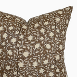 Charles Ted Wyatt | Brown Floral Hand block Print Cushion Cover