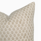 Charles Ted Jaxon | Ivory Tan Floral Hand block Print Cushion Cover
