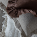 Leah Scalloped Edge Linen Cushion Greige