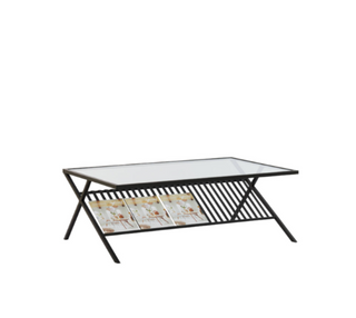 CharlesTed Home Enzo Modern Black Metal and Glass Coffee Table – Sleek & Contemporary Design