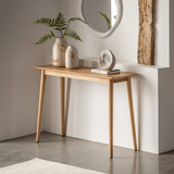 Charles Ted Sterling Oak Console Table with Chevron Top