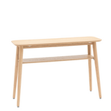 Rhodes oak console table with oak veneer top and lower shelf