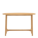 Vienna oak console table with solid oak frame and rounded tabletop