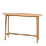 Vienna oak console table with solid oak frame and rounded tabletop