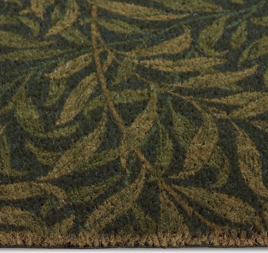 Willowbough willow leaf print on a natural coir doormat