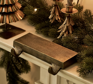 Harcourt Christmas 2 Hook Stocking Holder - Aluminium, Antique Brass Finish