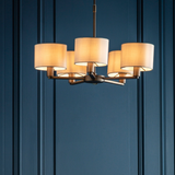 Charles Ted Ferndale Bronze Pendant Light with Natural Shades